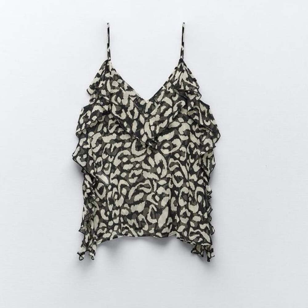 NWT Zara Leopard Tank Ruffle size Small - Picture 4 of 11